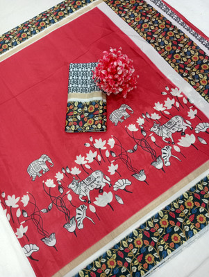 MAANVIT Woven Kanjivaram Cotton Silk, Pure Cotton Saree(Red)
