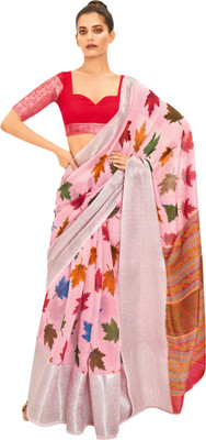 Akhilam Embroidered Chanderi Cotton Blend Saree(Pink)