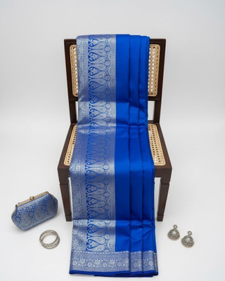 Arzoo kala textiles Self Design Bollywood Pure Silk Saree(Pack of 2, Light Blue)