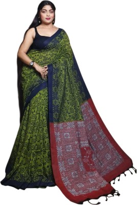 kalpana handloom Graphic Print Handloom Pure Cotton Saree(Multicolor)