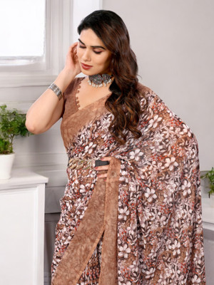 TTH Printed Bollywood Georgette Saree(Cream)