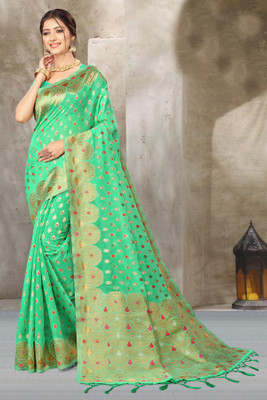 Kasak Woven Bollywood Cotton Silk Saree(Green)