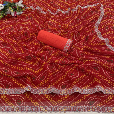 Divastri Printed Daily Wear Georgette Saree(Red)