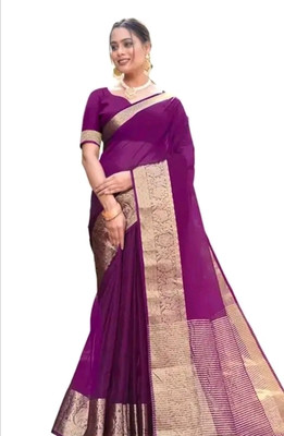 sundari textiles Solid/Plain Bollywood Handloom Organza Saree(Magenta)