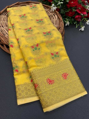 YAGNAM FAB Woven Bollywood Cotton Silk Saree(Yellow)