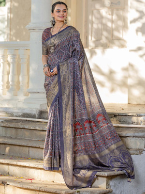 Sareemall Printed Chinnalapattu Viscose Rayon Saree(Purple)