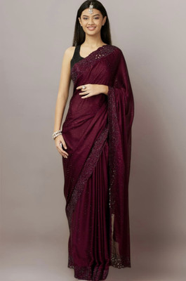 Yenic Graphic Print Palazzo Saree Cotton Blend Saree(Maroon)