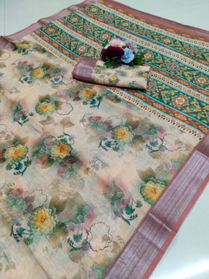 HangerStories Woven Kanjivaram Pure Cotton, Cotton Silk Saree(Orange)