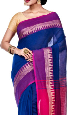 ADbutiq Woven Handloom Handloom Pure Cotton Saree(Blue)