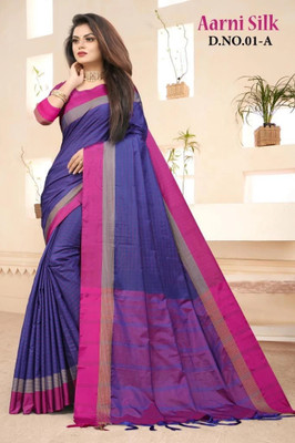 NIYAMI Self Design Daily Wear Jacquard, Cotton Silk Saree(Blue)