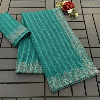 Radheradhey Embellished Bollywood Georgette Saree(Light Blue)