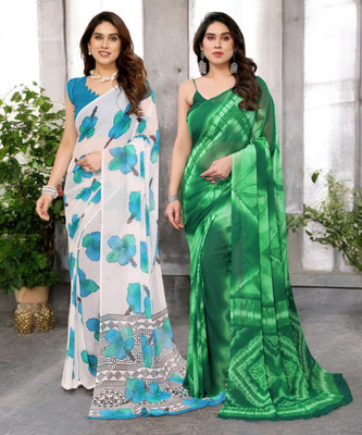 Moda Rapido Printed Bollywood Georgette Saree(Pack of 2, Multicolor)