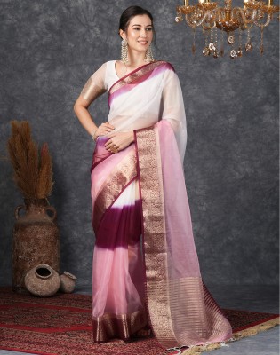 SIRIL Woven, Self Design Banarasi Organza, Jacquard Saree(Pink, Maroon, White)