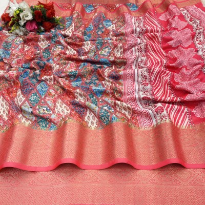 Pionex Digital Print Bollywood Chiffon Saree(Pink)