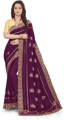 nilkanth creation Self Design Bollywood Georgette Saree(Purple)