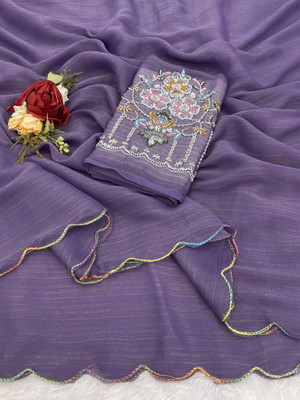 VANISWA Embroidered, Self Design Bollywood Georgette Saree(Purple)