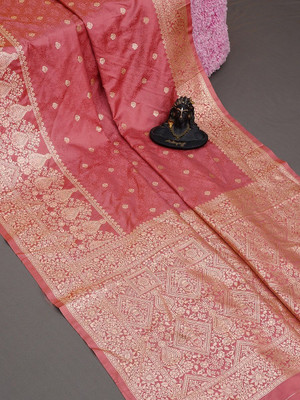 Indesa Woven, Self Design Banarasi Satin Saree(Pink)