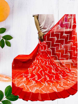 Clifton Fab Dyed, Printed Bollywood Georgette Saree(Red)