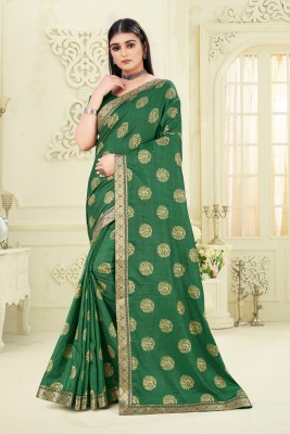 BT FASHION Floral Print Bollywood Art Silk Saree(Green)