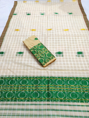 SareeGlow Temple Border Mekhela Chador Chiffon Saree(Green)