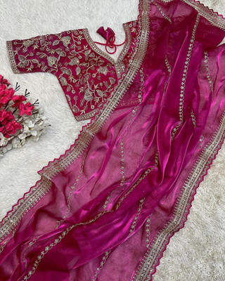 Zeekha Embroidered Saree with Attached Blouse Jimmy choo Saree(Black)