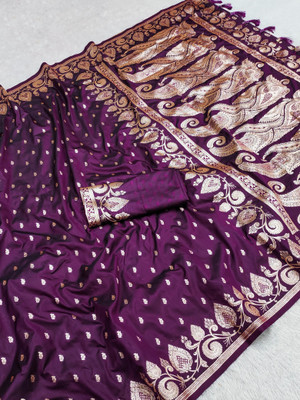 Divastri Woven Banarasi Cotton Silk Saree(Purple)
