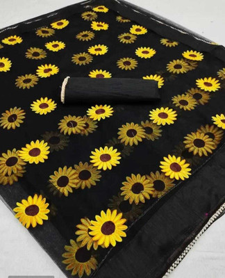 CLOTHLEMON Embroidered Madurai Net Saree(Black)