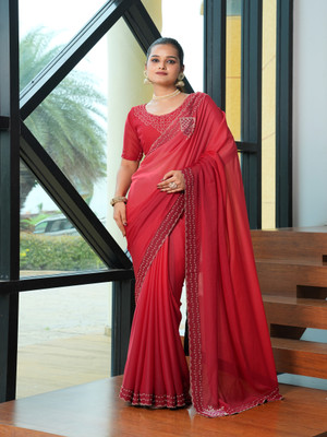 Tasrika Embellished Bollywood Silk Blend Saree(Maroon)