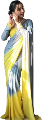 JATADHAR FAB Dyed Ready to Wear Georgette Saree(Yellow)