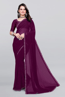 Looootnest Embellished Bollywood Georgette Saree(Magenta)