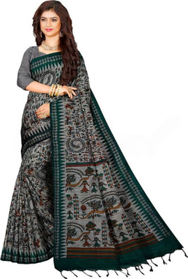 DUGGE FASHION Printed Sambalpuri Cotton Blend Saree(Multicolor)