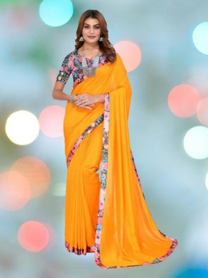 NESHVI ENTERPRISE Solid/Plain Bollywood Georgette Saree(Mustard)