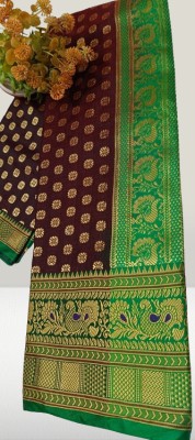 Yash Creations Embroidered Banarasi Cotton Silk Saree(Green)