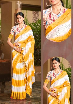 Shilpkala Fashions Embellished Bollywood Chiffon Saree(Yellow)