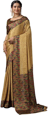 AVM SILK MILLS Printed Daily Wear Crepe Saree(Gold)
