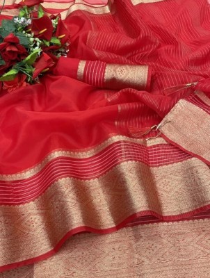 Divastri Embellished Bollywood Organza Saree(Red)