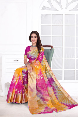 Aarunika SBT Printed Bollywood Organza Saree(Pink)