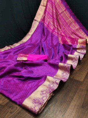 VIRDHI TEXTILE Self Design Bollywood Organza Saree(Purple)