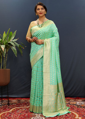 amirat Woven Banarasi Jacquard Saree(Light Blue)