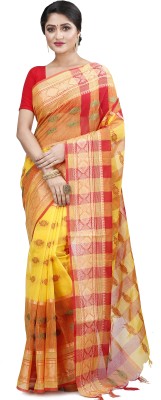 Ruuprekha Self Design Bollywood Cotton Blend Saree(Red, Yellow)