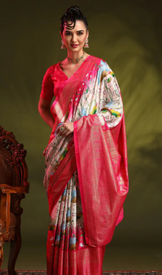Mishowglitter Paisley Kanjivaram Jacquard, Pure Silk Saree(Red)