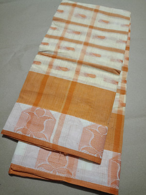 Maa saroda saree Ghar Self Design Tant Pure Cotton Saree(White)