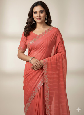 TRENDY CULTURE ENTERPRISES Embellished Bollywood Cotton Blend Saree(Yellow)