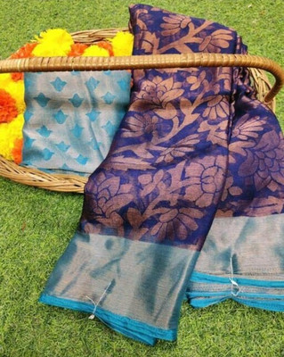 Sanjana Silk Woven Daily Wear Georgette Saree(Dark Blue)
