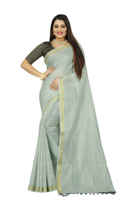 JS Clothing Mart Woven Banarasi Pure Silk Saree(Light Green)