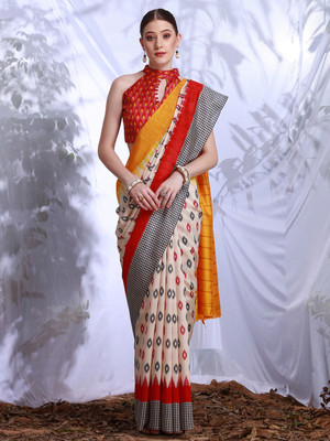 Divastri Printed Daily Wear Art Silk Saree(Cream)