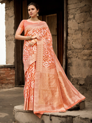 ANOUK Woven Mysore Linen Saree(Orange)