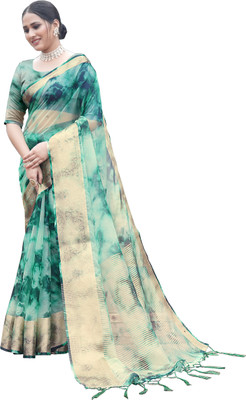 Aarunika MNT Printed Bollywood Organza Saree(Green)