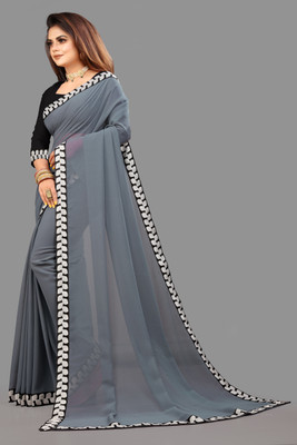 Jevlan Self Design Bollywood Georgette Saree(Grey)
