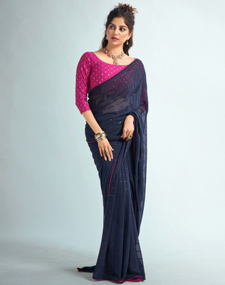 SIRIL Embellished Bollywood Georgette Saree(Blue)